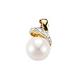 Pendentif or jaune 750/1000e, perle d'eau douce et diamant (0,007 carat) - Blanc