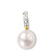 Pendentif or jaune 750/1000e, perle d'eau douce et diamant (0,015 carat) - Blanc