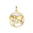 Pendentif rond en Or 750/1000 avec carte du monde sur fond de nacre (306083)