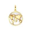 Pendentif rond en Or 750/1000 avec carte du monde sur fond de nacre (306083)