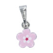 Pendentif émail argent 925/1000 rhodié - Rose - Enfant
