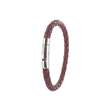 Bracelet acier et cuir - Bordeaux - Homme