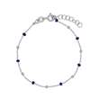 Bracelet argent 925/1000 rhodié et boules recouvertes d'émail bleu marine (31812833B)