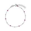 Bracelet argent 925/1000 rhodié et boules recouvertes d'émail rose fuchsia (31812833F)