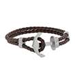 Bracelet croûte de Cuir de bovin finition nubuck tressé marron ancre marine acier (318210M)