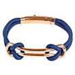 Bracelet acier doré rose et cordon nylon bleu (318394R)
