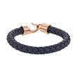 Bracelet tressé en cuir de bovin bleu et fermoir à crochet en acier doré-rose (318027R)