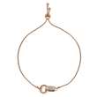 Bracelet réglable en acier doré rose avec 2 cercles entrelacés dont 1 avec des cristaux (318367R)