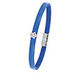Bracelet cuir et argent 925/1000e (18 cm) - Bleu