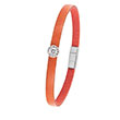 Bracelet cuir et argent 925/1000e (18 cm) - Orange