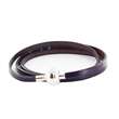 Bracelet triple tours (54 cm) - Cuir de veau violet - Fermoir à vis aimanté Acier 
