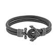 Bracelet Cuir d'ovin noir fermoir ancre Acier (3180168) - Homme