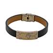 Bracelet acier aspect bronze et cuir de bovin noir (318478) - Homme