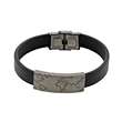 Bracelet Acier et cuir de bovin noir - aspect patiné (318456) - Homme