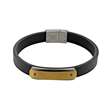 Bracelet Acier et Acier doré cuir de bovin noir (318459N) - Homme