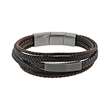 Bracelet Acier cuir de bovin tressé et microfibre marron et noir (318454) - Homme