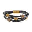 Bracelet 3 rangs cuir d'ovin noir avec perles et fermoir Acier doré (3180174)