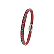 Bracelet cuir, acier et oxyde de Zirconium - Rouge