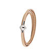 Bracelet cordon cuir, acier - Beige