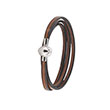 Bracelet cordon cuir, acier - Marron