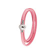 Bracelet cordon cuir, acier - Rose