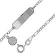Bracelet identité bébé - Argent 925/1000 rhodié - Maille gourmette avec pampille ronde ange - Enfant