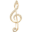 Broche clef de Sol blanche et dorée
