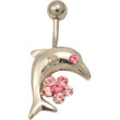 Piercing nombril dauphin rose