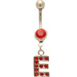 Piercing nombril Lettre E  rouge