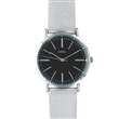 Montre Lutetia boîtier métal cadran noir et bracelet cuir de veau couleur argent (750122AN)