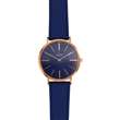 Montre homme boîtier métal, bracelet cuir de bovin, mouvement Miyota 2035, bleu