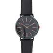Montre homme Lutetia boîtier métal noir, cadran et bracelet cuir de veau noir (750127NDR)