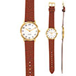 Montre élégance cuir - Marron - Dorée - Homme