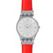 Montre Lutetia boîtier métal, cadran index et chiffres romains et bracelet cuir de veau rouge (750123R)