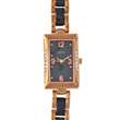 Montre Lutetia métal doré rose et noir boîtier rectangle avec pierres synthétiques (750107RN)