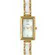 Montre Lutetia métal doré et blanc boîtier rectangle avec pierres synthétiques (750107B)