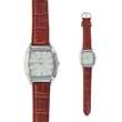 Montre homme boîtier métal carré arrondi, bracelet synthétique marron (755132HM)