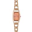 Montre dame Lutetia boîtier ovale serti de pierres synthétique et bracelet en métal doré rose (750129DR)
