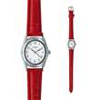 Montre dame boîtier métal ovale et bracelet synthétique rouge - Étanche (755435R)