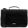 Mantova - Cartable TL SMART multi compartiments en cuir avec rabat - Noir (TL142068)