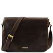 Messenger double - Besace en cuir - Marron foncé (TL90475)