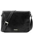 Messenger double - Besace en cuir - Noir (TL90475)