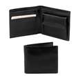 Elégant portefeuille en cuir pour homme avec 2 volets et porte monnaie - Noir (TL140761)
