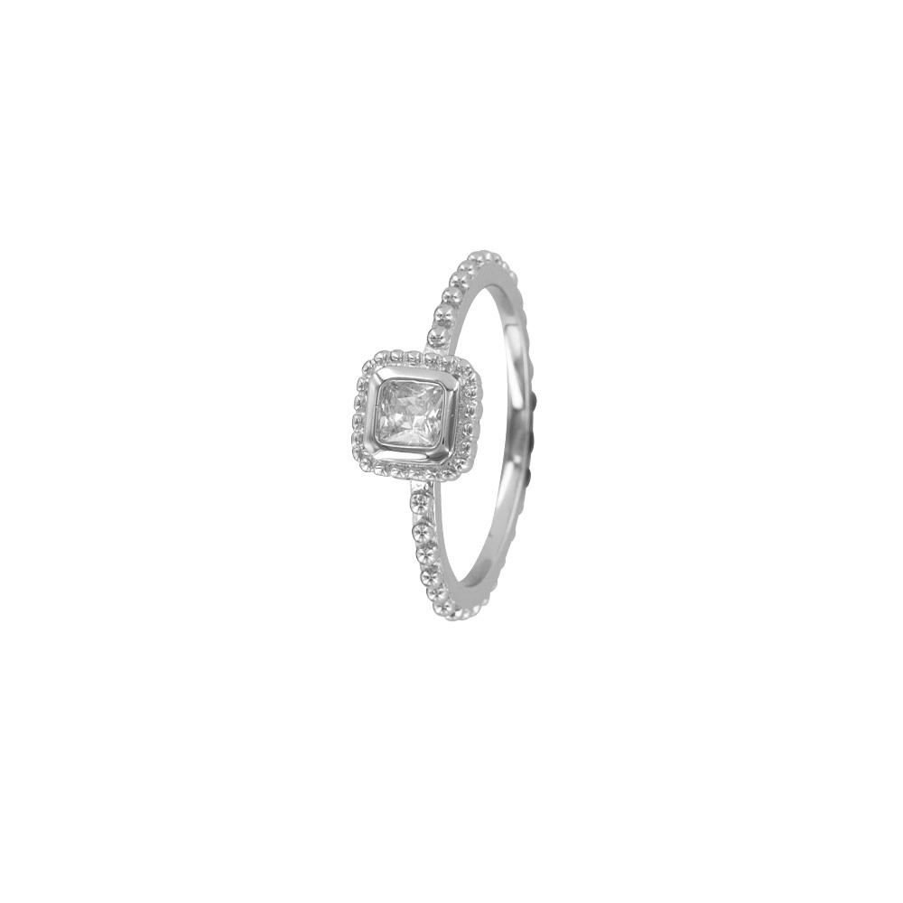 Bague argent rhodié 925/1000 et Oxydes de Zirconium