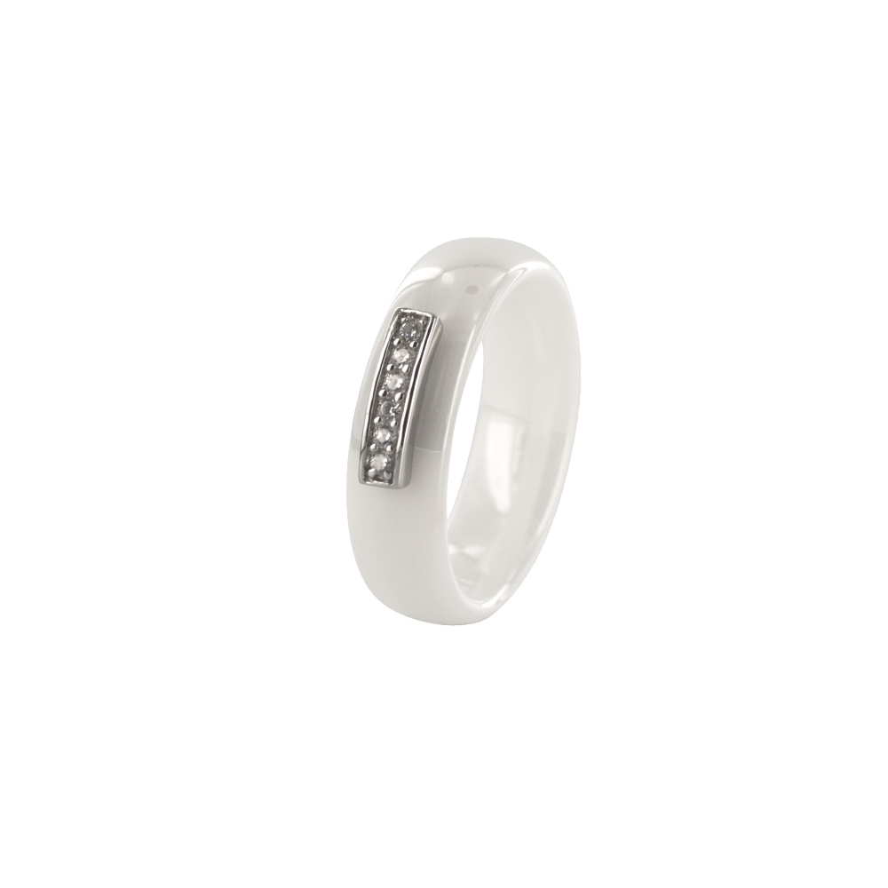 Bague céramique blanche Argent rhodié 925/1000