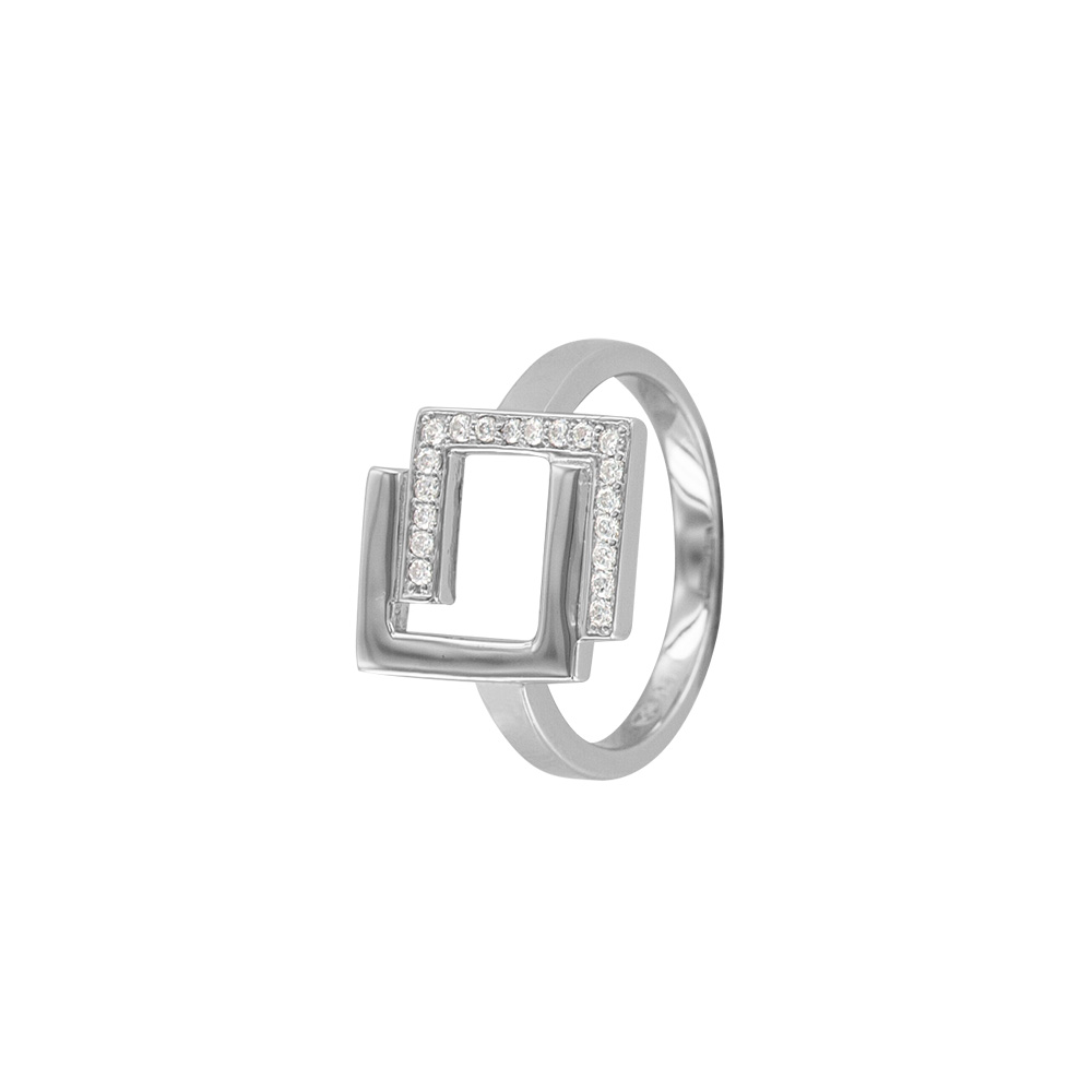 Bague argent rhodié 925/1000 et Oxydes de Zirconium