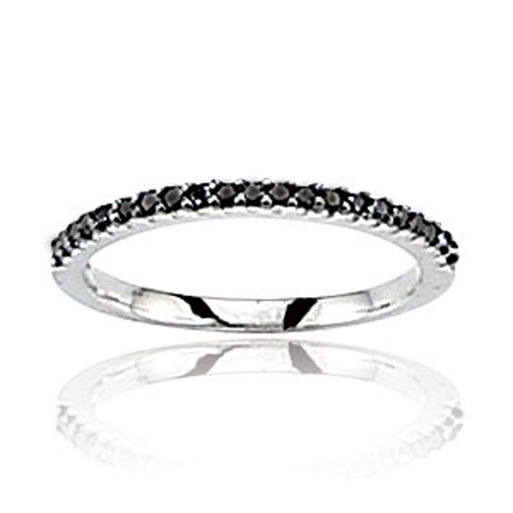 Bague or gris 750/1000e et diamant - Noir (0,13 carat)