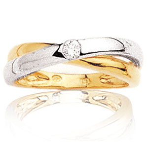 Bague or 750/1000e et diamant - 2 tons  (0,10 carat)