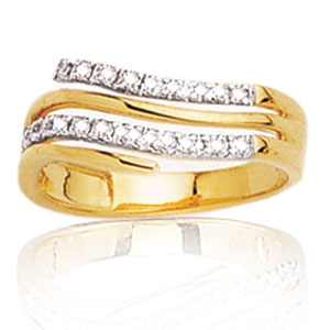 Bague or jaune 750/1000e et diamant - Blanc (0,23 carat)