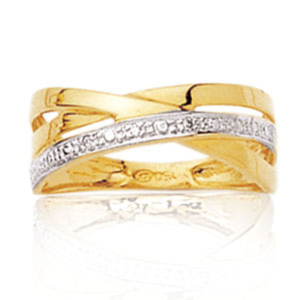 Bague or jaune 750/1000e et diamant - Blanc (0,015 carat)